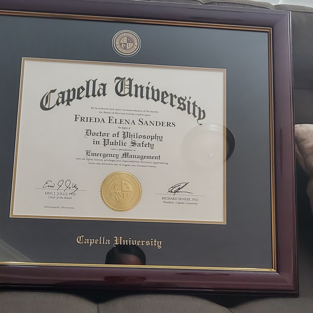 Capella University diploma frame