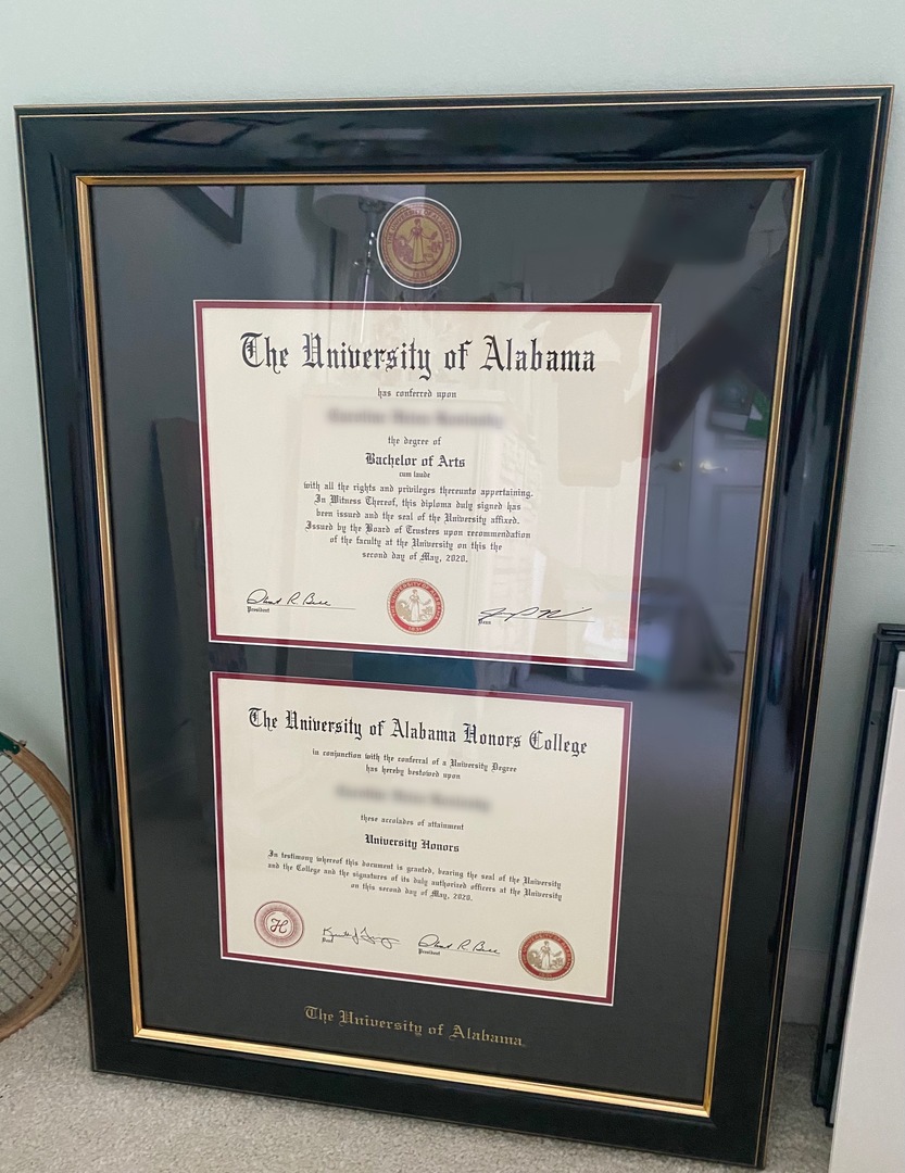 Crimson Tide Double Diploma Frame