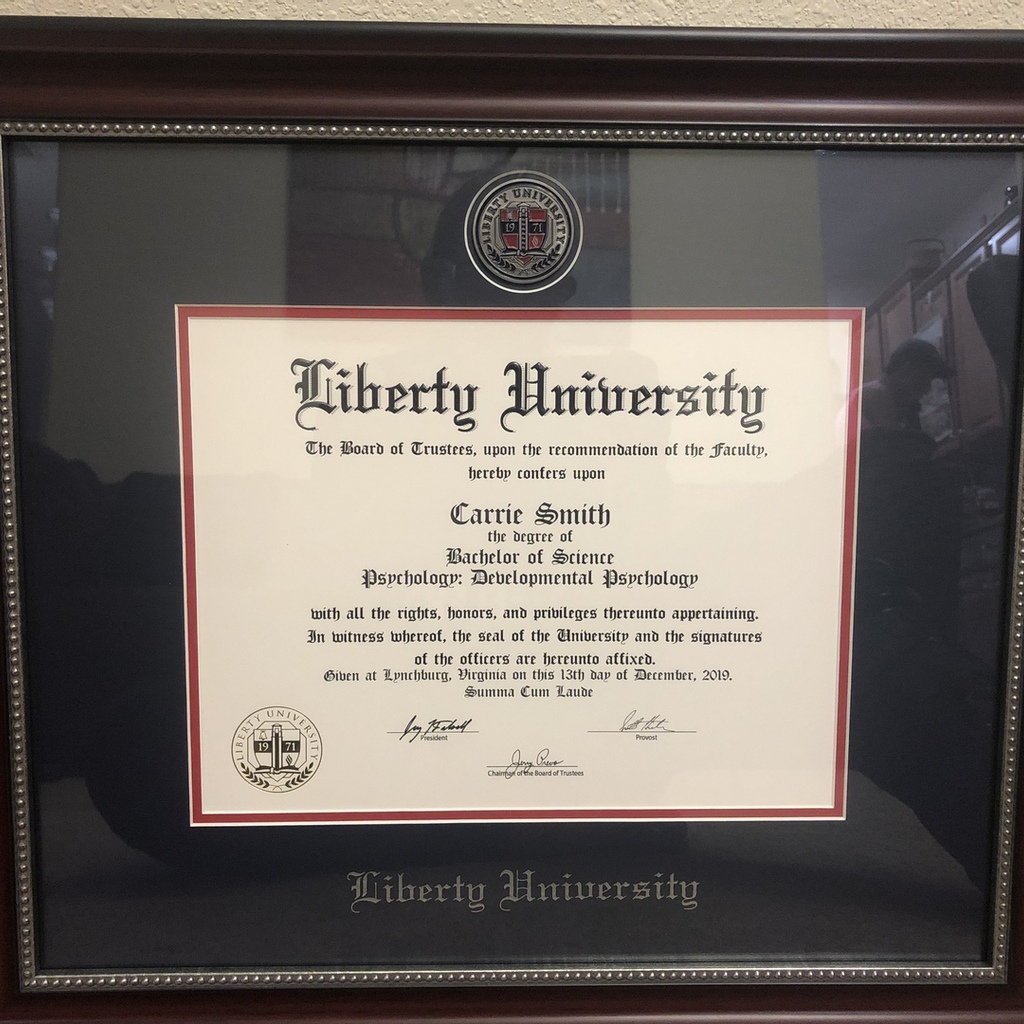 Masterpiece Liberty University diploma frame