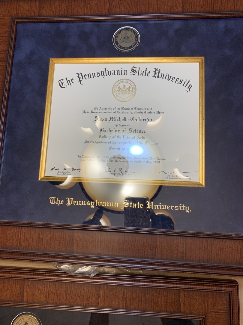 The Pennsylvania State University diploma frame