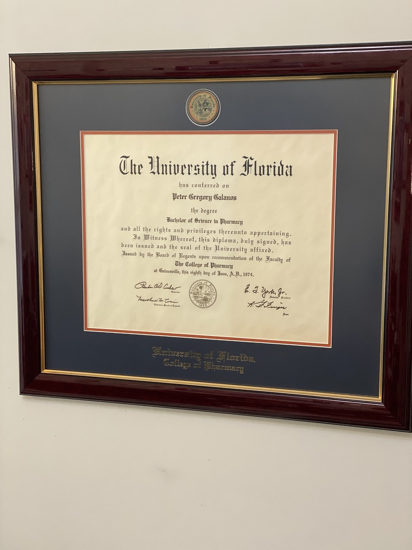 UF Pharmacy Diploma Frame