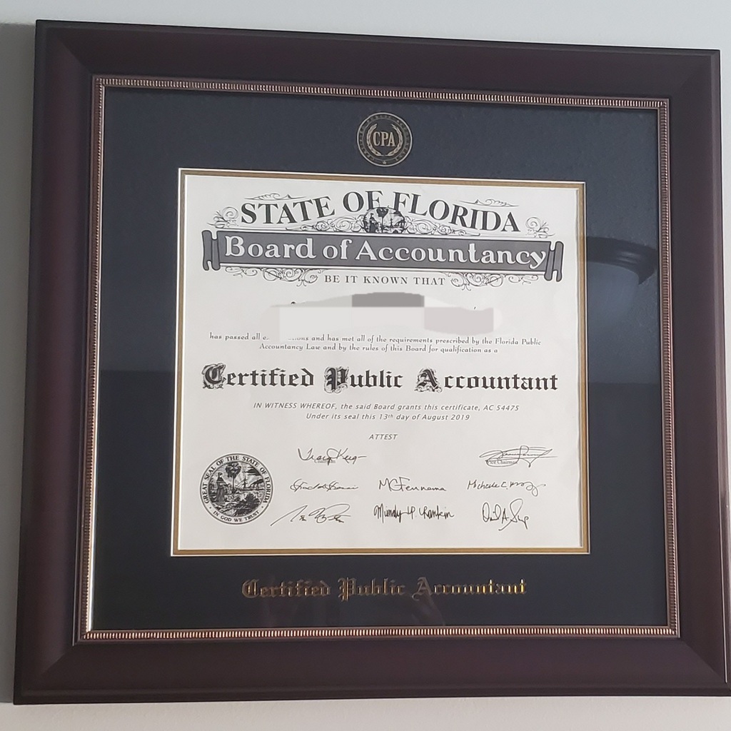 Certified Public Accountant Degree Frame