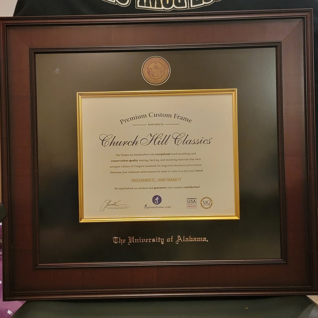 University of Alabama degree frame