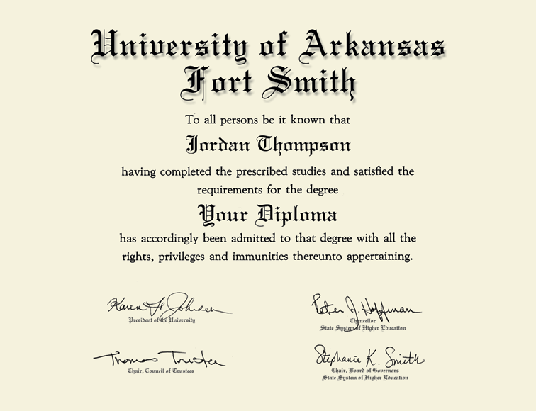 University Arkansas Fort Smith diploma frame campus photo online UAFS certificate framing custom graduation gift document plaque holder degree case