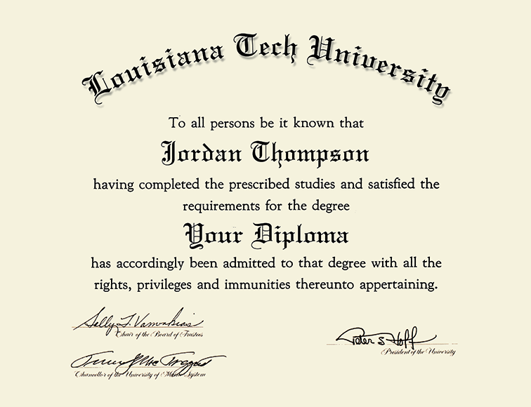 Louisiana Tech University diploma frame school campus picture degree f