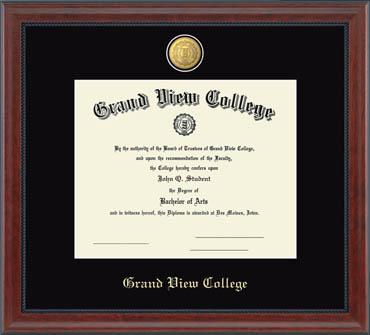 Grand View University 23K Medallion Diploma Frame in Signature