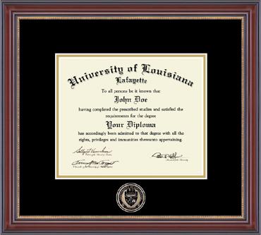 University of Louisiana Lafayette Masterpiece Medallion Diploma Frame in Kensington Gold