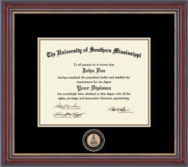 The University of Southern Mississippi diploma frame - Masterpiece Edition Diploma Frame in Kensington Gold