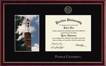 Purdue University Campus Scene Diploma Frame - Bell Tower in Galleria