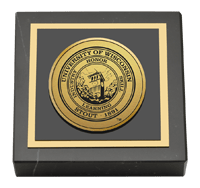 University of Wisconsin-Stout Gold Engraved Medallion Paperweight