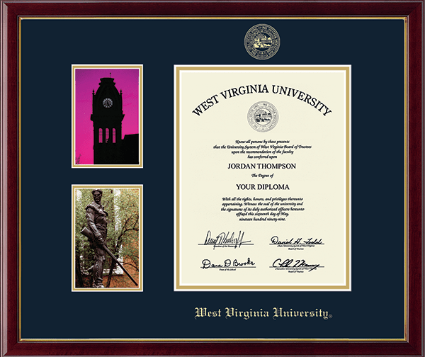 West Virginia University Campus Scene Diploma Frame in Galleria