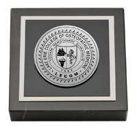 Lake Erie College of Osteopathic Medicine Silver Engraved Medallion Paperweight