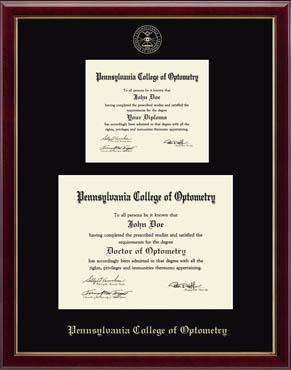 Pennsylvania College of Optometry Double Diploma Frame in Galleria