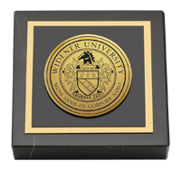 Widener University paperweight - Gold Engraved Medallion Paperweight