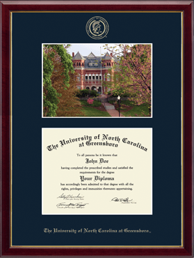 The University of North Carolina Greensboro Campus Scene Diploma Frame in Galleria