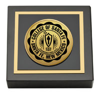 College of Santa Fe Gold Engraved Medallion Paperweight
