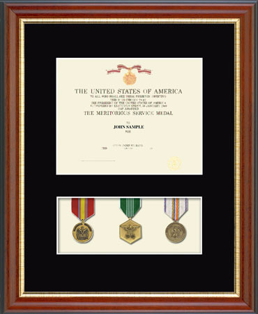 Military Certificate and Medal Display Frame - (Black) in Newport