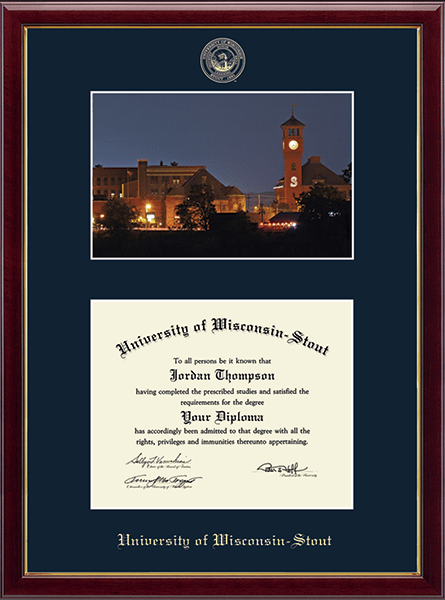 University of Wisconsin-Stout Campus Scene Diploma Frame in Galleria
