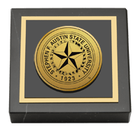 Stephen F. Austin State University paperweight - Gold Engraved Medallion Paperweight