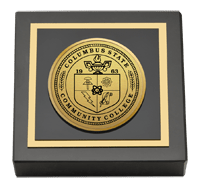 Columbus State Community College Gold Engraved Medallion Paperweight