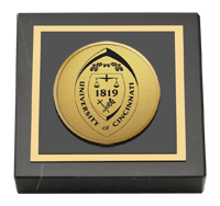 University of Cincinnati paperweight - Gold Engraved Medallion Paperweight