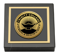 Trinity College of Nursing & Health Sciences Gold Engraved Medallion Paperweight
