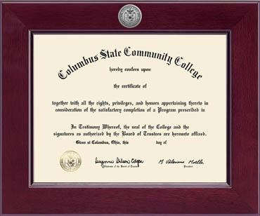 Columbus State Community College Century Silver Engraved Diploma Frame in Cordova