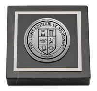 New Jersey Institute of Technology Silver Engraved Medallion Paperweight