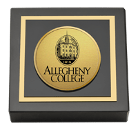 Allegheny College paperweight - Gold Engraved Medallion Paperweight