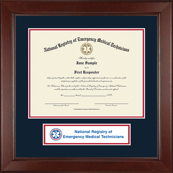 National Registry of Emergency Medical Technicians Lasting Memories Banner Certificate Frame in Sierra