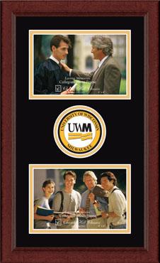 University of Wisconsin-Milwaukee Lasting Memories Double Circle Logo Photo Frame in Sierra