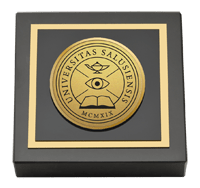 Salus University paperweight - Gold Engraved Medallion Paperweight - Web Only