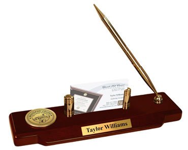 Brazosport College Gold Engraved Medallion Desk Pen Set