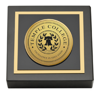 Temple College Gold Engraved Medallion Paperweight