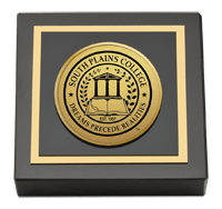 South Plains College Gold Engraved Medallion Paperweight