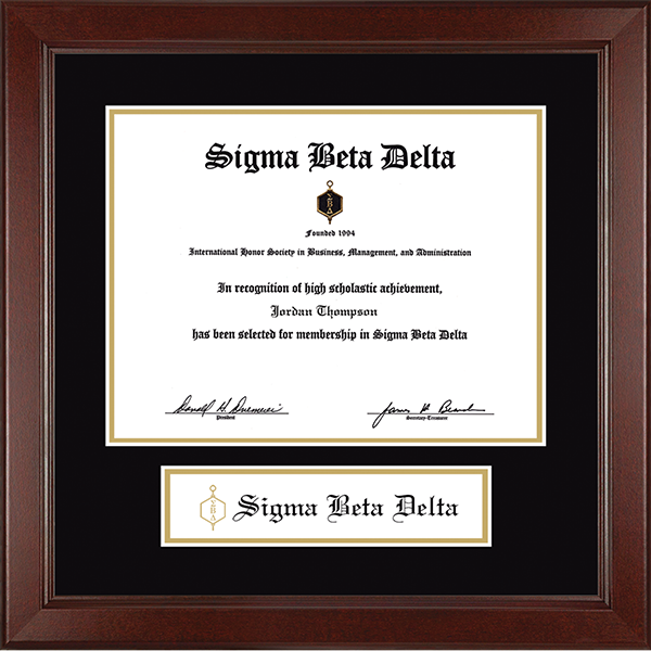 Sigma Beta Delta Honor Society Certificate Edition Banner Frame in Sierra