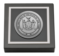 State of New York Silver Engraved Medallion Paperweight