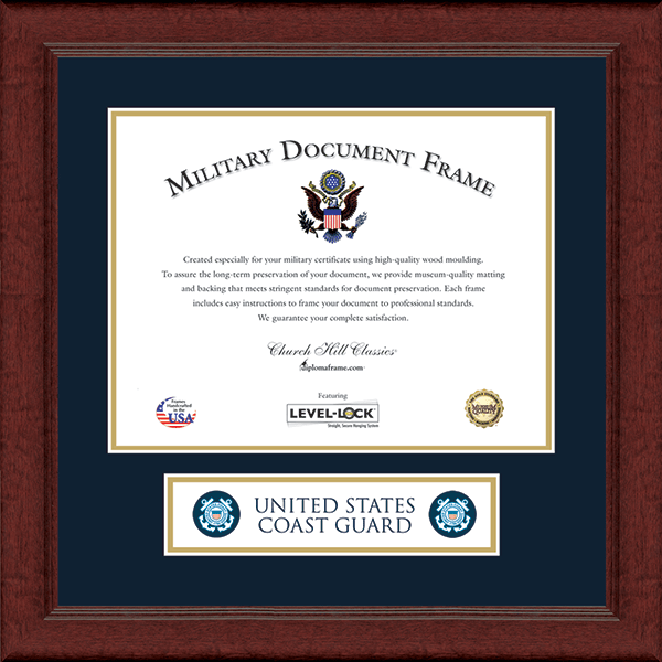 United States Coast Guard diploma frame - Lasting Memories Certificate Banner Frame in Sierra