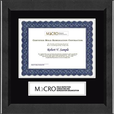 Mold Inspection Consulting and Remediation Organization Certificate Edition Banner Frame in Arena