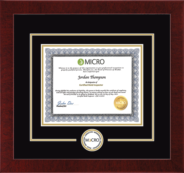 Mold Inspection Consulting and Remediation Organization circle logo frame - Certificate Edition Circle Logo Frame in Sierra