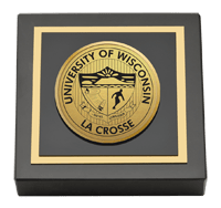 University of Wisconsin La Crosse Gold Engraved Medallion Paperweight