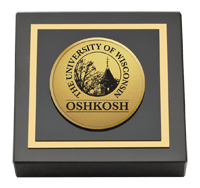 University of Wisconsin Oshkosh Gold Engraved Medallion Paperweight