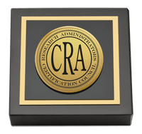 Research Administrators Certification Council Gold Engraved Medallion Paperweight