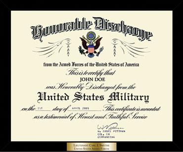 Honorable Discharge Certificate Frame in Metro
