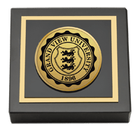 Grand View University Gold Engraved Medallion Paperweight