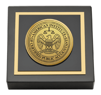American Institute of Certified Public Accountants Gold Engraved Medallion Paperweight