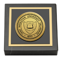 Ohio Wesleyan University Gold Engraved Medallion Paperweight