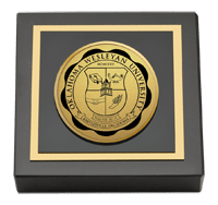 Oklahoma Wesleyan University paperweight - Gold Engraved Medallion Paperweight