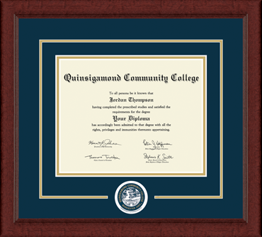 Quinsigamond Community College Lasting Memories Circle Logo Diploma Frame in Sierra