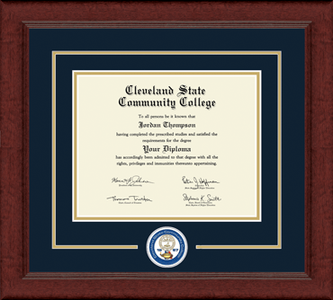 Cleveland State Community College Lasting Memories Circle Logo Diploma Frame in Sierra